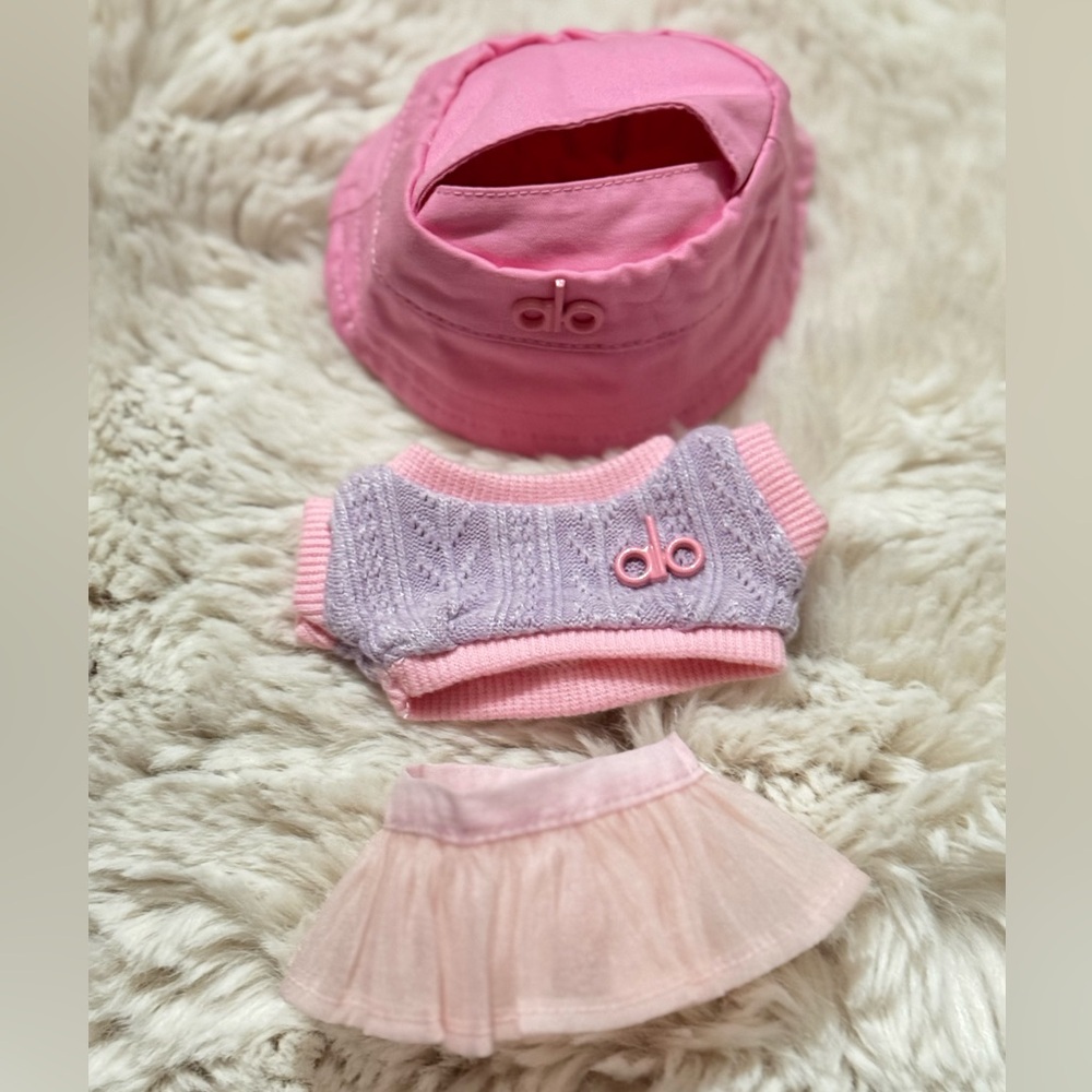 Labubu clothes and accessories -  3pcs pink ALO outfit Set